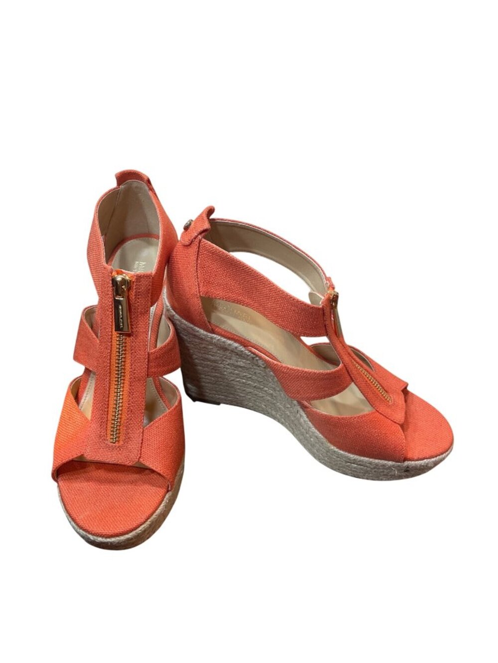 Michael Kors wms orange 4" espadrille wedge heels shoes sz 8M SKU 10-403